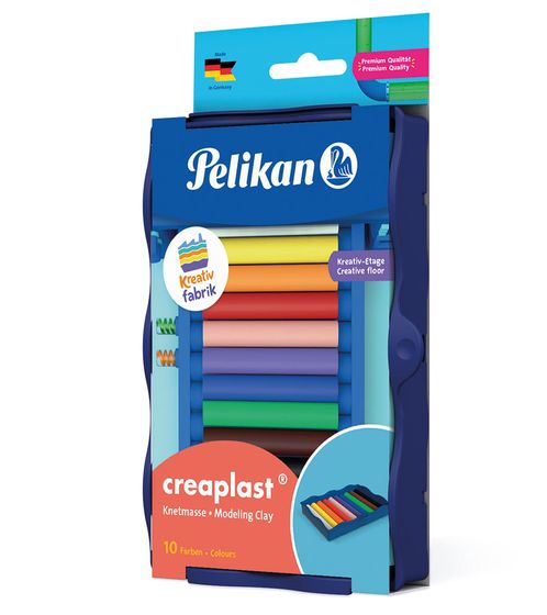 Pelikan creaplast Knetmasse 10 Farben Kreativfabrik Kinderknete Kreativ-Etage Spiel-Knete 604543 Blau/Bunt