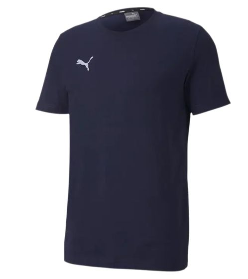 PUMA TeamGoal 23 Jungen & Mädchen Sport-Shirt Baumwoll-Shirt mit Logo-Patch T-Shirt 656709 06 Dunkelblau