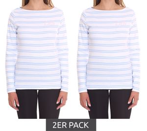 Lot de 2 chemises manches longues femme DELMAO sweat-shirt en coton rayé 85025237 bleu/blanc