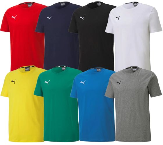 Maglia sportiva PUMA TeamGoal 23 per ragazzi e ragazze Maglietta in cotone con toppa con logo 656709 Verde, Nero, Grigio, Blu scuro, Giallo, Rosso, Azzurro o Bianco