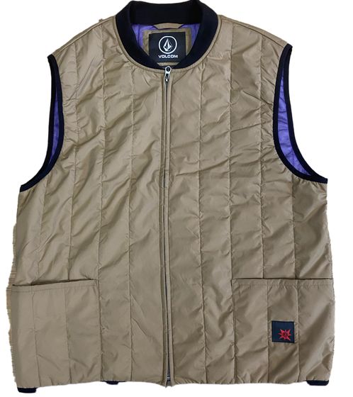 Gilet da uomo quotidiano VOLCOM con gilet da esterno con colletto a coste A1842000 Khaki