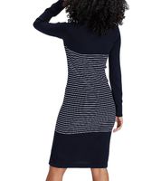 Pack of 2 AjC women's sweater dress, striped midi dress, knitted dress in grey, black or blue