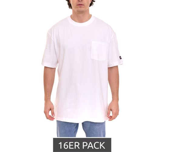 Confezione da 16 T-shirt Dickies Basic da uomo Camicia in cotone Camicia da lavoro Cool&Dry Peso 250 g/m² PKGS407WH Bianco