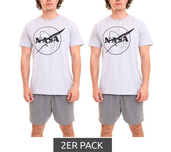 Pack de 2 UNITED LABELS NASA  Conjunto de pijama para hombre Pijama de manga corta de 2 piezas de algodón 013911 Gris