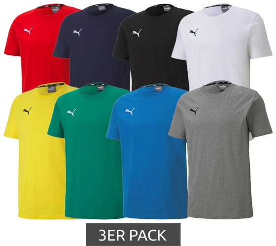 Pack de 3 Camiseta deportiva PUMA TeamGoal 23 para niños y niñas Camiseta de algodón con parche con logo 656709 Verde, negro, gris, azul oscuro, amarillo, rojo, azul claro o blanco