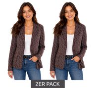 2er Sparpack Aniston CASUALS Damen Blazer Kurz-Jacke mit Knöpfen 56919808 Grün/Braun