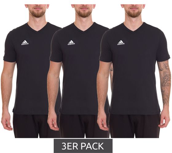 Pack de 3 t-shirts adidas Entrada 22 pour hommes, chemise en coton durable avec col en V HC0448 noir