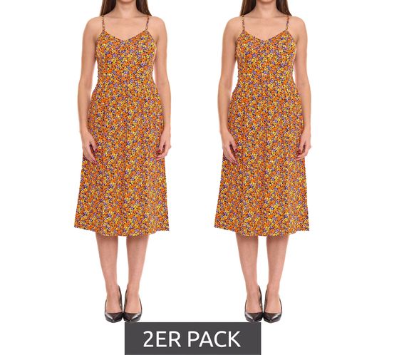 Pack de 2 vestidos midi de mujer Laura Scott, vestido floral de verano, sin mangas 83490956 colorido