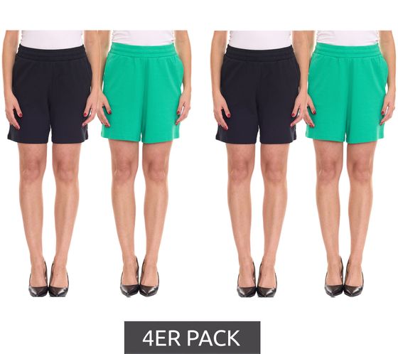 Pack of 4 AjC women's summer shorts, short trousers, fashion Bermuda shorts 37358347 green/black