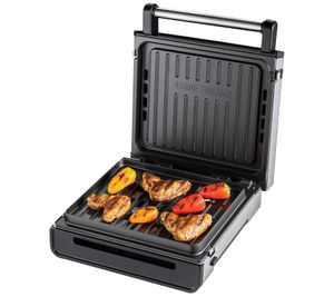 GEORGE FOREMAN Gril de contact en acier inoxydable sans fumée Grill de table sans fumée Accessoires de cuisine Ustensiles de cuisine 28000-56 argent/noir