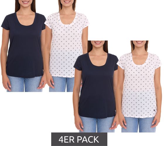 Pack de 4 OCEAN SPORTSWEAR pack doble camisa verano mujer camisa manga corta 14156226 azul oscuro y blanco