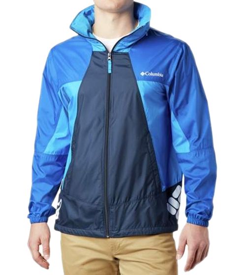 Columbia POINT PARK men's rain jacket with hidden hood, windbreaker, thin everyday jacket KM0085 464 blue/black