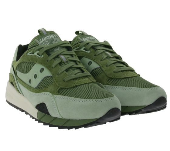 Saucony Shadow 600 chaussures en cuir véritable pour hommes avec semelle intercalaire EVA chaussures à lacets rétro S70786-2 vert/blanc