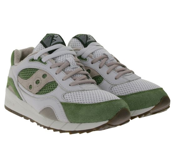 Saucony Shadow 600 Herren Echtleder-Schuhe mit EVA-Zwischensohle Retro-Sneaker Schnür-Schuhe S70779-1 Grün/Weiß/Rosa