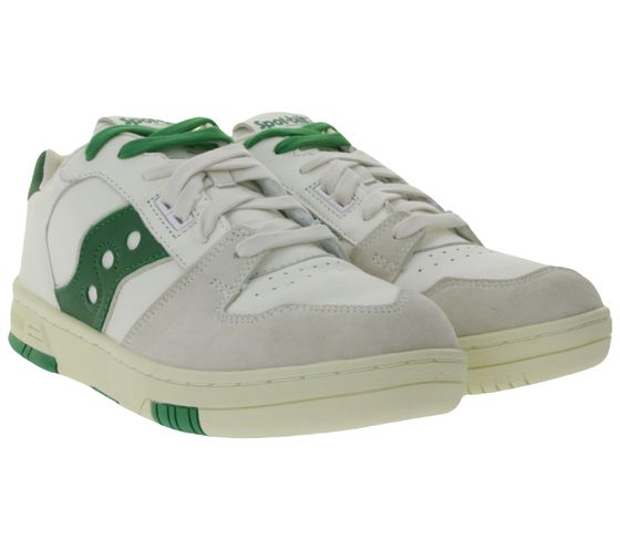 Saucony Sonic Low sneakers da uomo in vera pelle, scarpe da ginnastica, scarpe basse da tutti i giorni S70788-1 bianco/verde