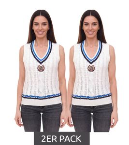 Lot de 2 gilet pull femme Tom Tailor Cable avec maille torsadée 19092600 blanc cassé