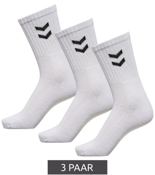 3 pares de calcetines hummel basic crew con medias de algodón con ángulo en contraste calcetines deportivos 022030-9001 blanco