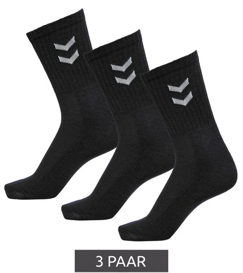 3 pares de calcetines hummel basic crew con medias de algodón con ángulo en contraste calcetines deportivos 022030-2001 negro