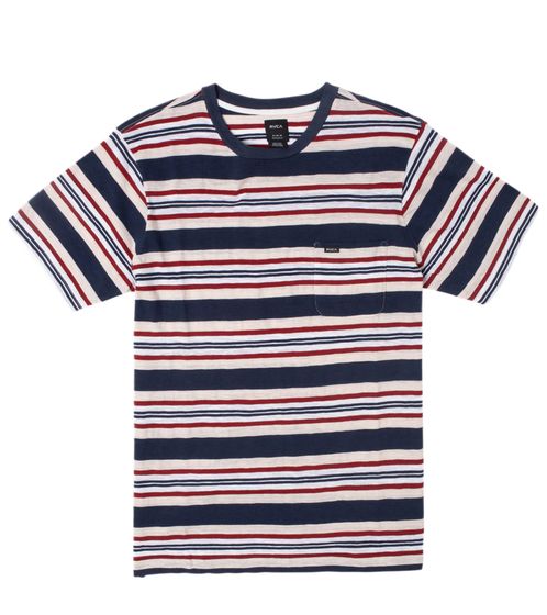 RVCA BLUE BEAT t-shirt da uomo camicia a righe in cotone girocollo C1KTRARVP2-3592 Blu/Rosso