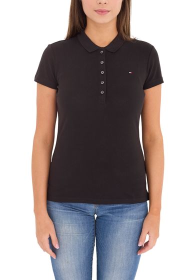 Tommy Hilfiger New Chiara Damen Polo-Shirt Baumwoll-Shirt Kurzarm-Shirt Schwarz