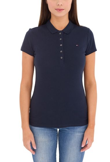 Tommy Hilfiger New Chiara polo de mujer camisa de algodón camisa de manga corta azul