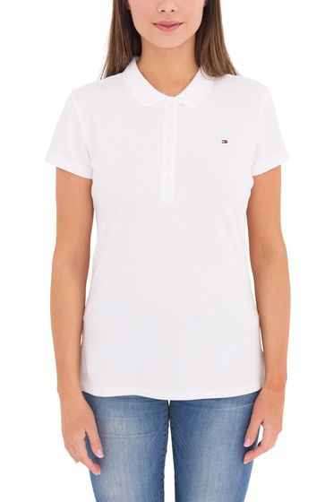 Tommy Hilfiger Heritage polo de mujer camisa de algodón camisa manga corta blanco