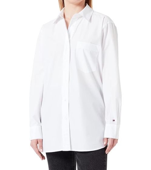 Tommy Hilfiger Chemisier pour femme style oversize chemisier à manches longues WW0WW39198 blanc