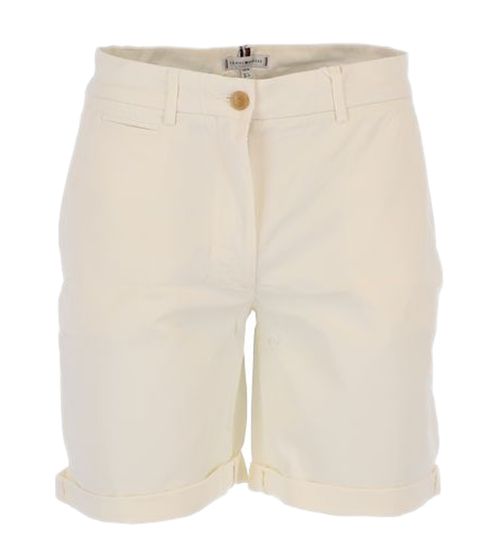 Tommy Hilfiger short d'été pour femme pantalon court en coton short chino short en jean WW0WW37772 YBL crème-blanc