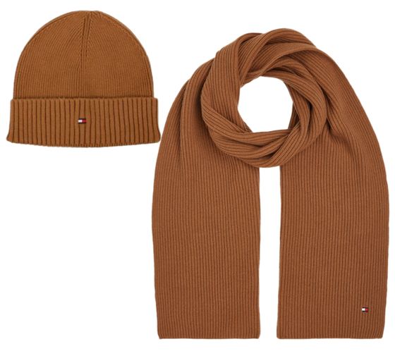 Tommy Hilfiger Hat and Scarf Cotton Accessories Cashmere Knitted Beanie Knitted Scarf AM0AM10811 GW8 Brown