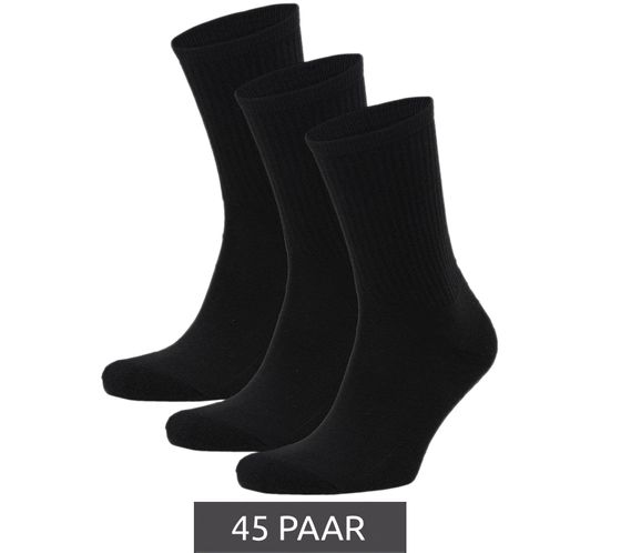 45 paires de chaussettes de tennis, chaussettes simples en coton, chaussettes de sport pour hommes et femmes, noires