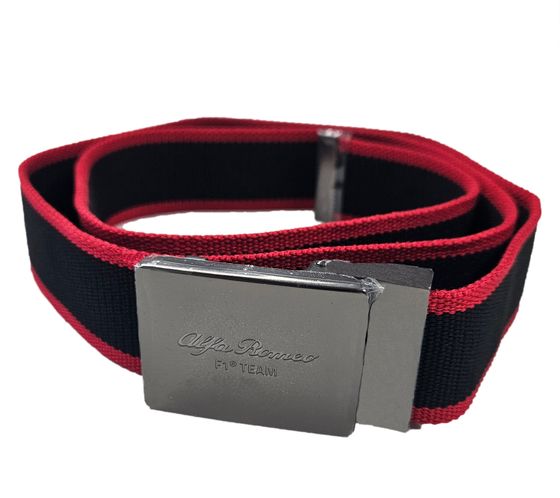 Ceinture mode ALFA ROMEO avec lettrage de la marque, ceinture tendance au quotidien 120cm noir/rouge