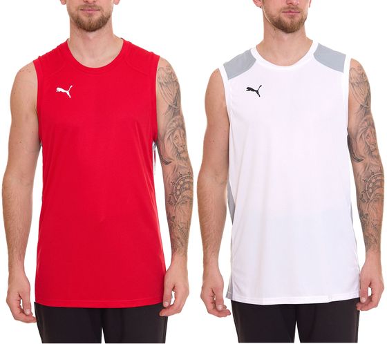 PUMA Basketball Game Jersey Débardeur pour homme avec inserts en maille Chemise de sport 605069 Rouge ou Blanc