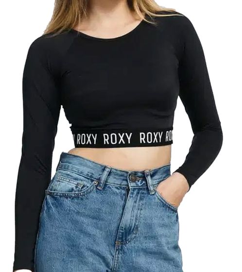 ROXY Damen Longsleeve Crop Top mit Sonnenschutz Sport-Shirt ERJWR03441 KVJ0 Schwarz