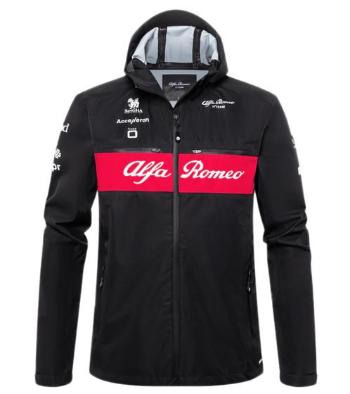 ALFA ROMEO Chubasquero para hombre, chaqueta de uso diario repelente al agua con capucha M000114143 B10 negro/rojo