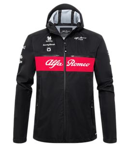 ALFA ROMEO Veste de pluie pour homme, veste de tous les jours hydrofuge avec capuche M000114143 B10 noir/rouge