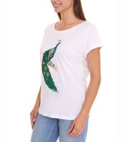 T-shirt da donna AjC con varie stampe, maglia estiva a maniche corte, cotone menta, rosa o bianco