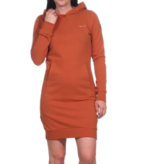 ragwear Rupie Organic Gots Damen veganes Mini-Kleid Baumwoll-Kleid mit Kapuze Pullover-Kleid PETA-Approved 2221-20038 6024 Orange