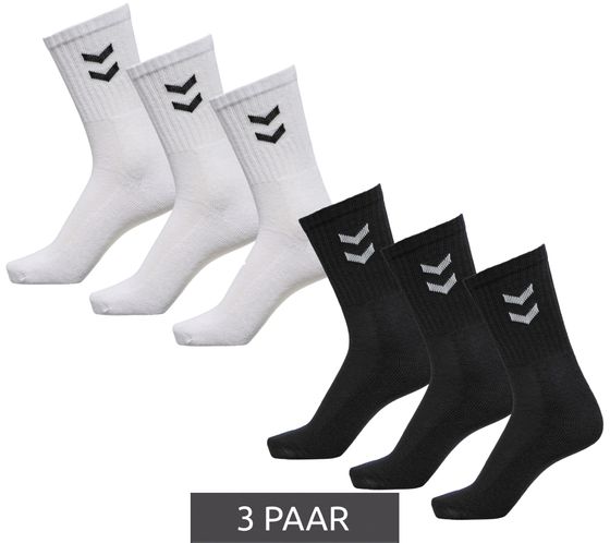 3 paia di calzini hummel basic crew con calze sportive in cotone con angolo a contrasto 022030 nero o bianco