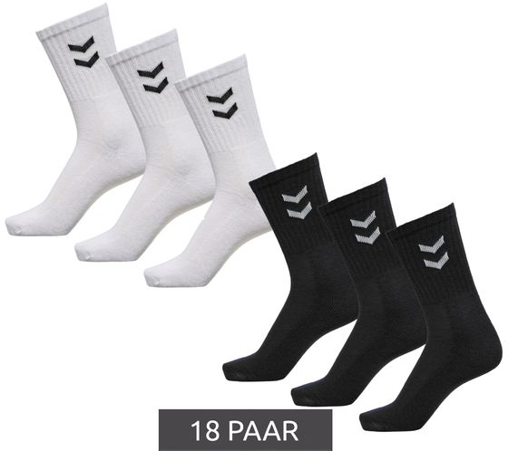 18 paires de chaussettes Hummel Basic Crew avec bas en coton à angle contrasté chaussettes de sport 022030 noir ou blanc