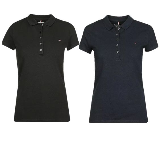 Tommy Hilfiger New Chiara Polo Donna Camicia in Cotone Manica Corta IM57636661 Blu o Nero