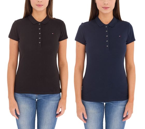 Tommy Hilfiger New Chiara Polo Mujer Algodón Camisa Manga Corta IM57636661 Azul o Negro