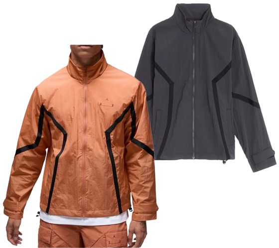 NIKE Jordan 23 Engineered Herren Übergangs-Jacke mit Kent-Kragen nachhaltige Trainings-Jacke DV7689 Grau oder Rost-Braun