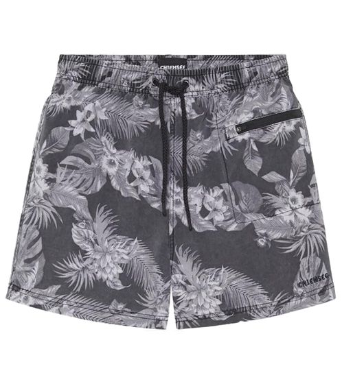 Chiemsee short de bain court pour hommes avec maillot de bain à imprimé floral all-over 2051805 noir/gris