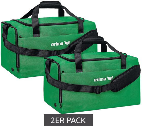 Confezione economica da 2 pezzi Borsa sportiva Erima Borsa sportiva Borsa da calcio con scomparto bagnato Borsa da palestra 65 litri 7232104 verde