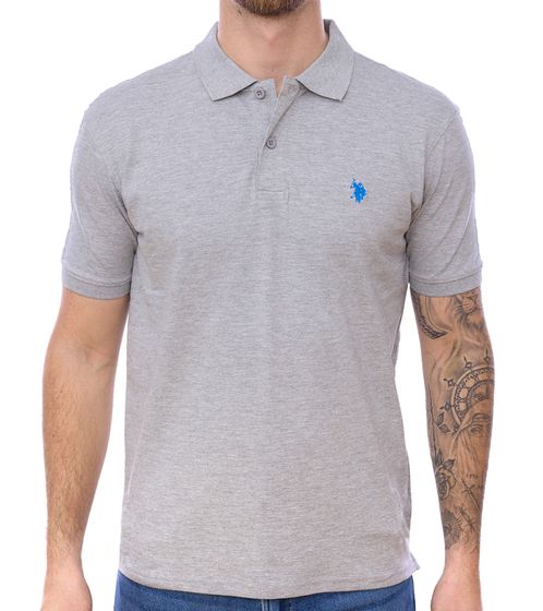 U.S. POLO ASSN. Polo homme chemise basique chemise en coton chemise à manches courtes 197 61092 52520 187 gris/bleu