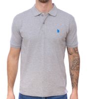 U.S. POLO ASSN. Herren Polo-Shirt Basic-Shirt Baumwoll-Shirt Kurzarm-Shirt 197 61092 52520 187 Grau/Blau