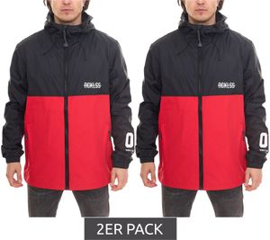 Pack de 2 cortavientos de hombre YOUNG & RECKLESS con chaqueta de entretiempo con cuello subido 140009 rojo-negro