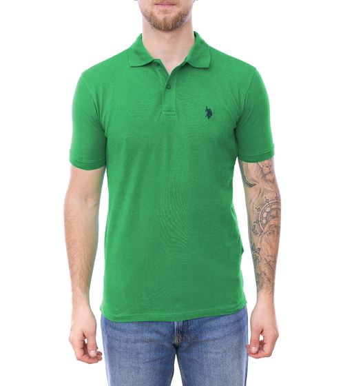 U.S. POLO ASSN. Men's polo shirt, basic shirt, cotton shirt, short-sleeved shirt, 197 61092 52520 144 green/black