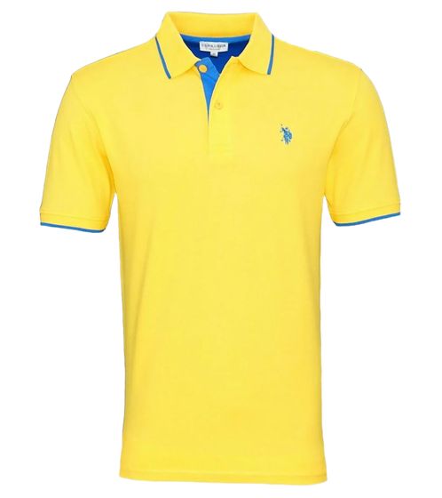 U.S. POLO ASSN. Polo de hombre, camisa básica, camisa de algodón, camisa de manga corta 197 63899 52520 115 amarillo/azul claro