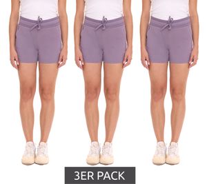 Lot de 3 shorts femme FAYN SPORTS pantalons courts en coton avec cordon de serrage short de sport 34833164 lilas foncé